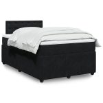Pat box spring cu saltea, negru, 120×190 cm, catifea