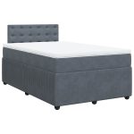 Pat box spring cu saltea, gri închis, 120×200 cm, catifea
