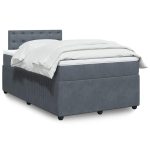 Pat box spring cu saltea, gri închis, 120×200 cm, catifea