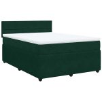 Pat box spring cu saltea, verde închis, 140×190 cm, catifea