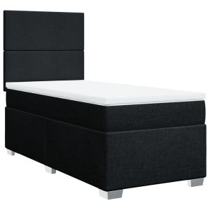 Pat box spring cu saltea, negru, 80×200 cm, textil