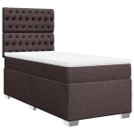 Pat box spring cu saltea, maro închis, 80×200 cm, textil