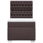 Pat box spring cu saltea, maro închis, 80×200 cm, textil