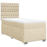 Pat box spring cu saltea, crem, 80×200 cm, textil