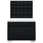 Pat box spring cu saltea, negru, 80×200 cm, textil