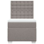 Pat box spring cu saltea, gri taupe, 80×200 cm, textil