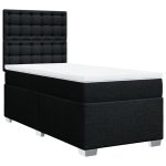 Pat box spring cu saltea, negru, 90×190 cm, textil
