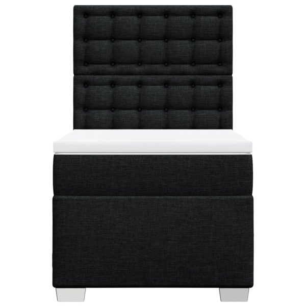 Pat box spring cu saltea, negru, 90×190 cm, textil