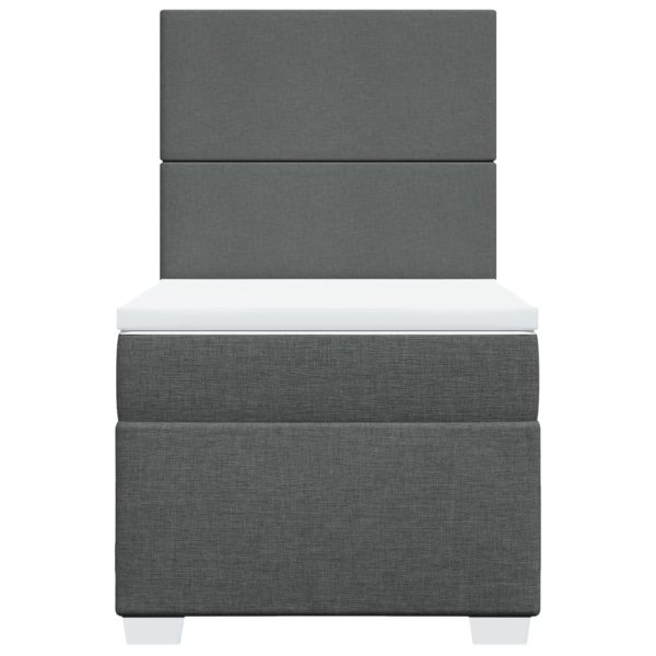 Pat box spring cu saltea, gri închis, 90×200 cm, textil