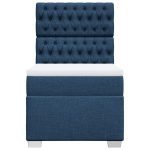 Pat box spring cu saltea, albastru, 90×200 cm, textil