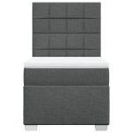 Pat box spring cu saltea, gri închis, 100×200 cm, textil