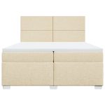 Pat box spring cu saltea, crem, 200×200 cm, textil