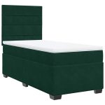 Pat continental cu saltea, verde închis, 80×200 cm, catifea