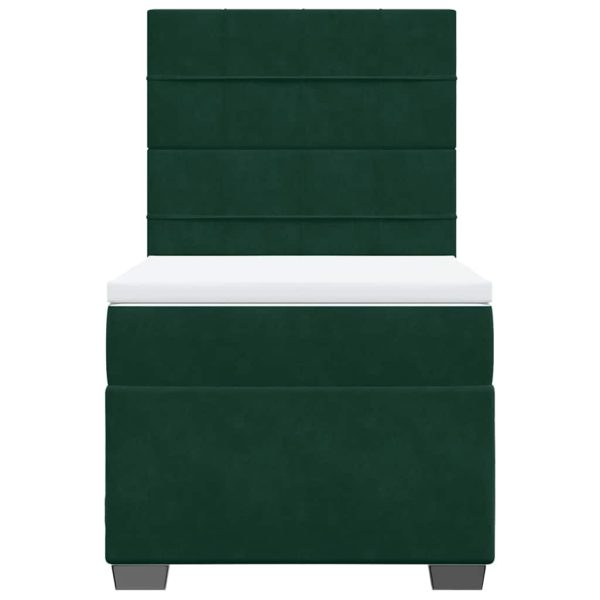 Pat continental cu saltea, verde închis, 80×200 cm, catifea