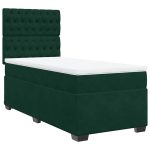 Pat continental cu saltea, verde închis, 80×200 cm, catifea