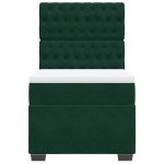 Pat continental cu saltea, verde închis, 80×200 cm, catifea