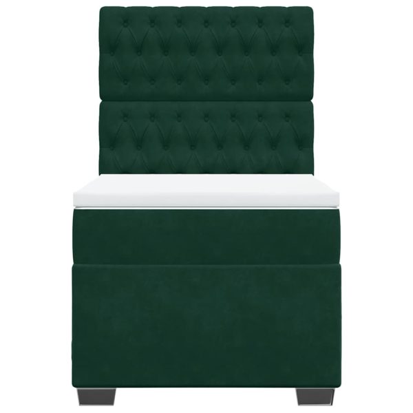 Pat continental cu saltea, verde închis, 80×200 cm, catifea