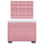 Pat box spring cu saltea, roz, 90×200 cm, catifea