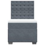 Pat box spring cu saltea, gri închis, 90×200 cm, catifea