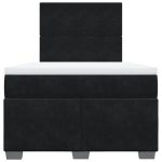 Pat box spring cu saltea, negru, 120×190 cm, catifea