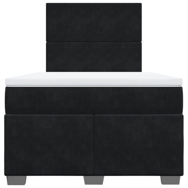 Pat box spring cu saltea, negru, 120×190 cm, catifea