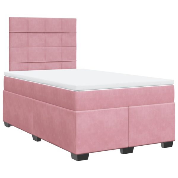 Pat box spring cu saltea, negru, 120×190 cm, catifea