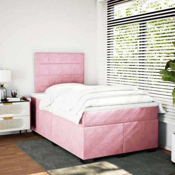 Pat box spring cu saltea, negru, 120×190 cm, catifea