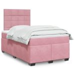 Pat box spring cu saltea, negru, 120×190 cm, catifea