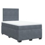 Pat box spring cu saltea, gri închis, 120×200 cm, catifea