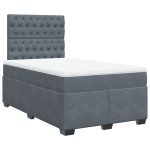 Pat box spring cu saltea, gri închis, 120×200 cm, catifea