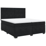Pat box spring cu saltea, negru, 200×200 cm, catifea