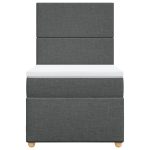 Pat box spring cu saltea, gri închis, 80×200 cm, textil