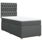 Pat box spring cu saltea, gri închis, 80×200 cm, textil