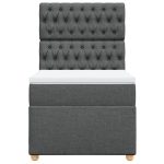 Pat box spring cu saltea, gri închis, 80×200 cm, textil
