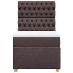 Pat box spring cu saltea, maro închis, 80×200 cm, textil