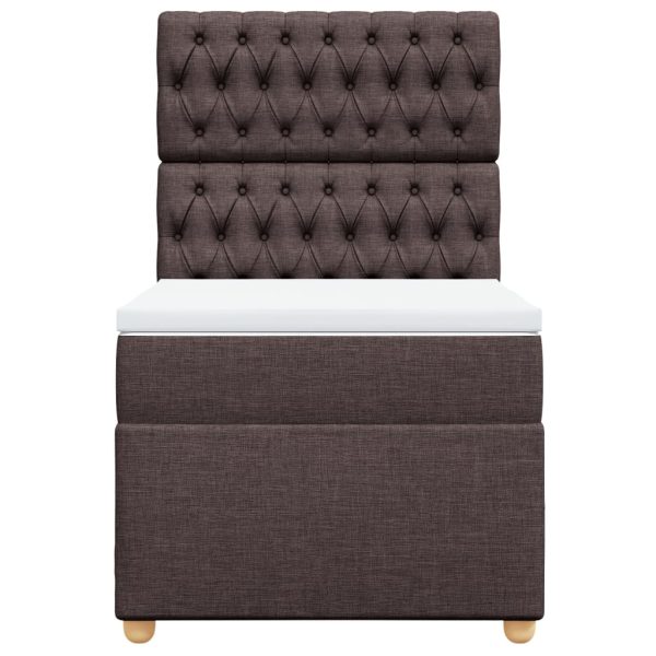 Pat box spring cu saltea, maro închis, 80×200 cm, textil