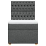 Pat box spring cu saltea, gri închis, 90×190 cm, textil