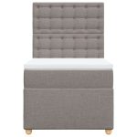 Pat box spring cu saltea, gri taupe, 90×200 cm, textil