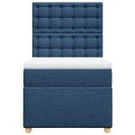 Pat box spring cu saltea, albastru, 90×200 cm, textil