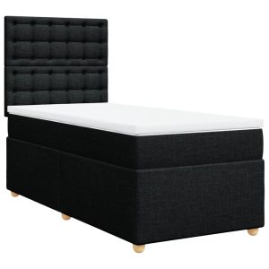 Pat box spring cu saltea, negru, 100×200 cm, textil