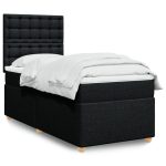 Pat box spring cu saltea, negru, 100×200 cm, textil