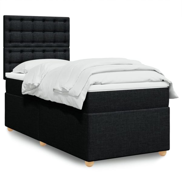Pat box spring cu saltea, negru, 100×200 cm, textil