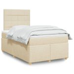 Pat continental cu saltea, crem, 120×190 cm, textil