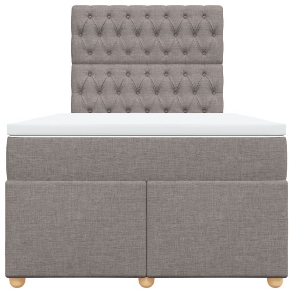 Pat box spring cu saltea, taupe, 120×190 cm material textil