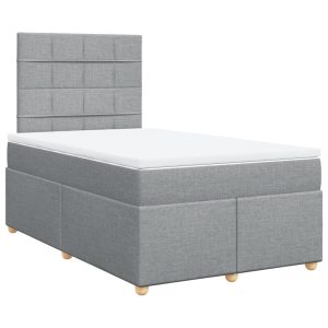 Pat continental cu saltea, gri deschis, 120×200 cm, textil