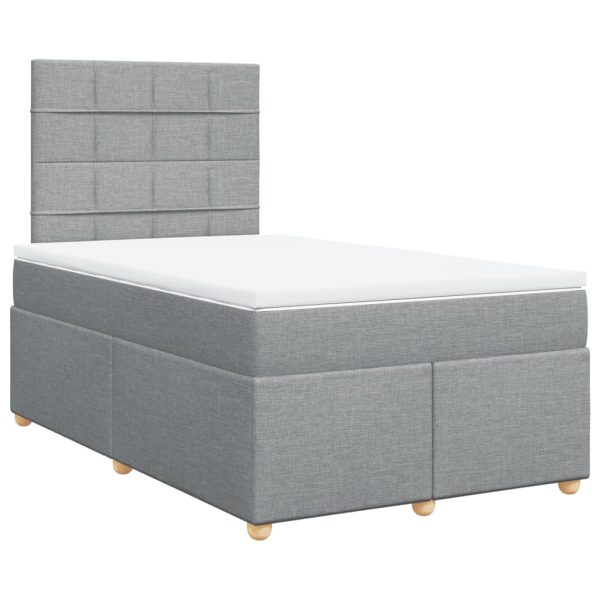 Pat continental cu saltea, gri deschis, 120×200 cm, textil