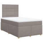 Pat box spring cu saltea, gri taupe, 120×200 cm, textil