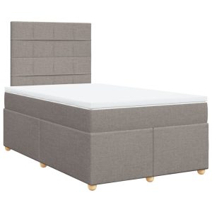 Pat box spring cu saltea, gri taupe, 120×200 cm, textil