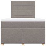 Pat box spring cu saltea, gri taupe, 120×200 cm, textil