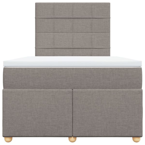 Pat box spring cu saltea, gri taupe, 120×200 cm, textil